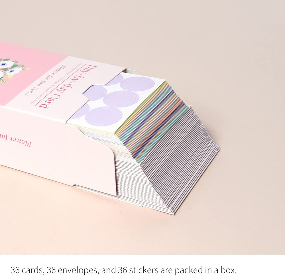 Monolike Day-by-day Card, Moon - Mix 36 Mini Message cards,36 envelopes, 36 stickers Package - Image 2